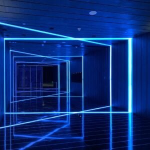 blue and white floor tiles